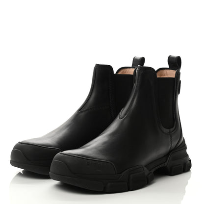 Gucci Calfskin Logo Mens Lug Sole Chelsea Ankle Boots 9 Black 3 of 12