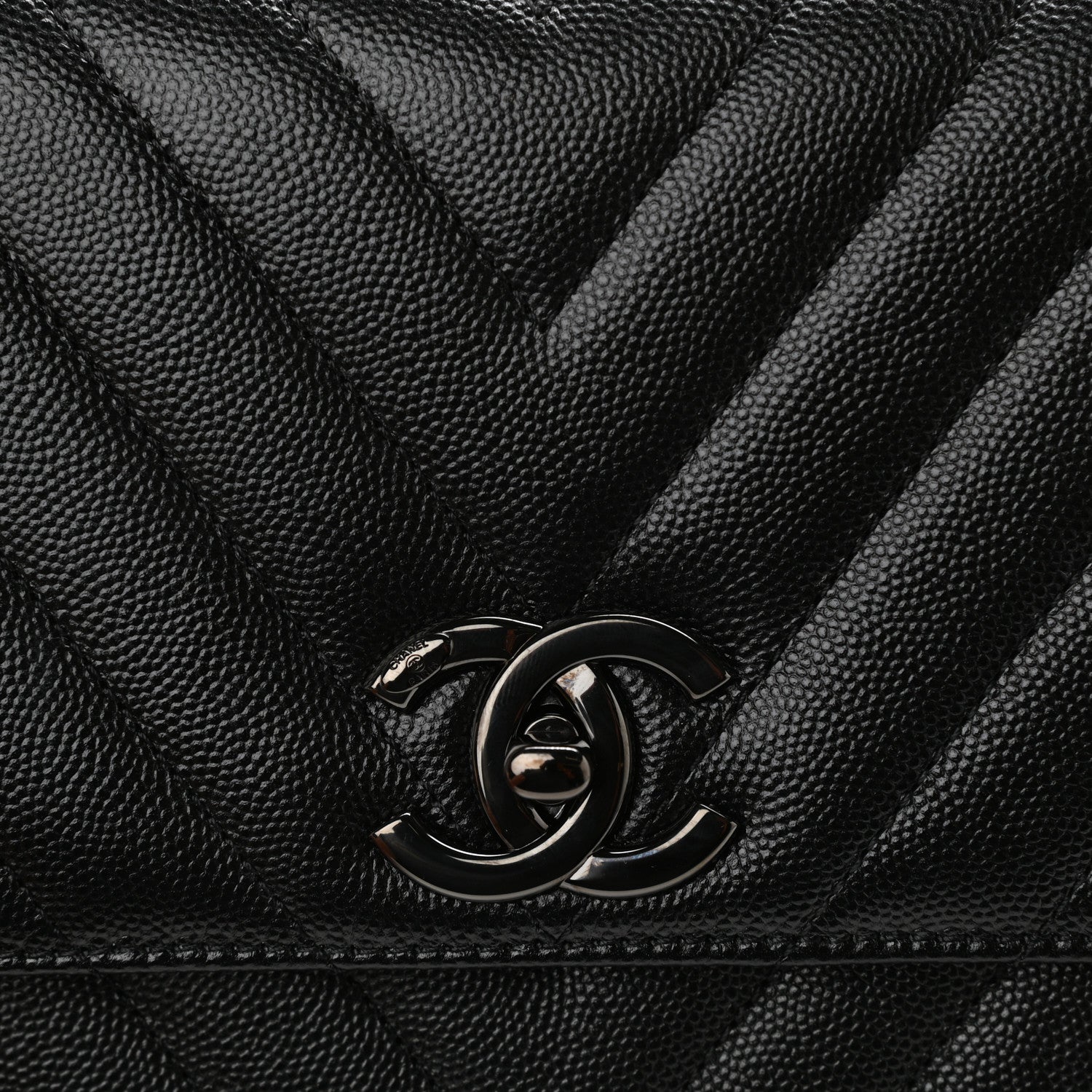 Chanel Caviar Chevron Quilted Small Coco Handle Flap So Black 8 of 10