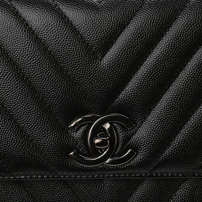 Chanel Caviar Chevron Quilted Small Coco Handle Flap So Black 8 of 10