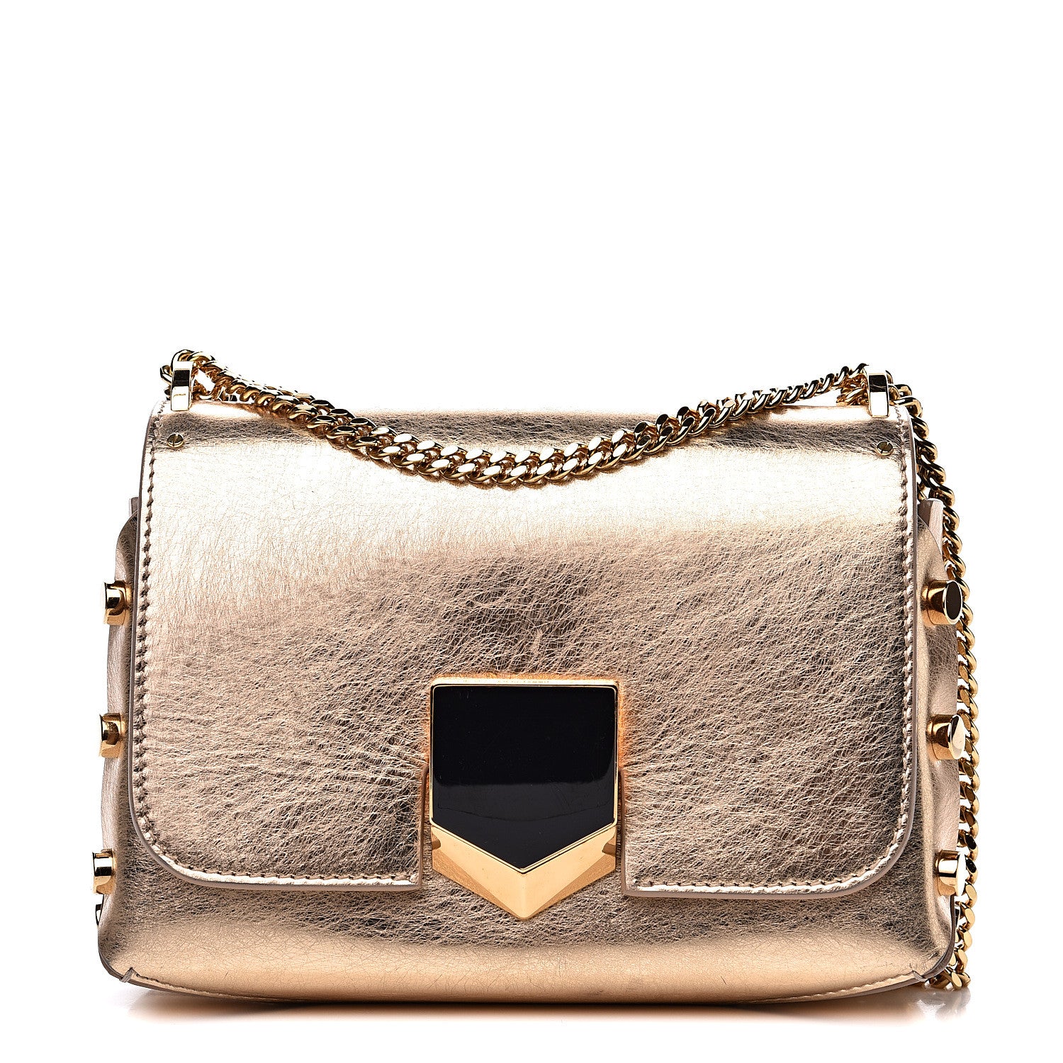 Jimmy Choo Metallic Calfskin Lockett Petite Shoulder Bag Gold 1 of 10