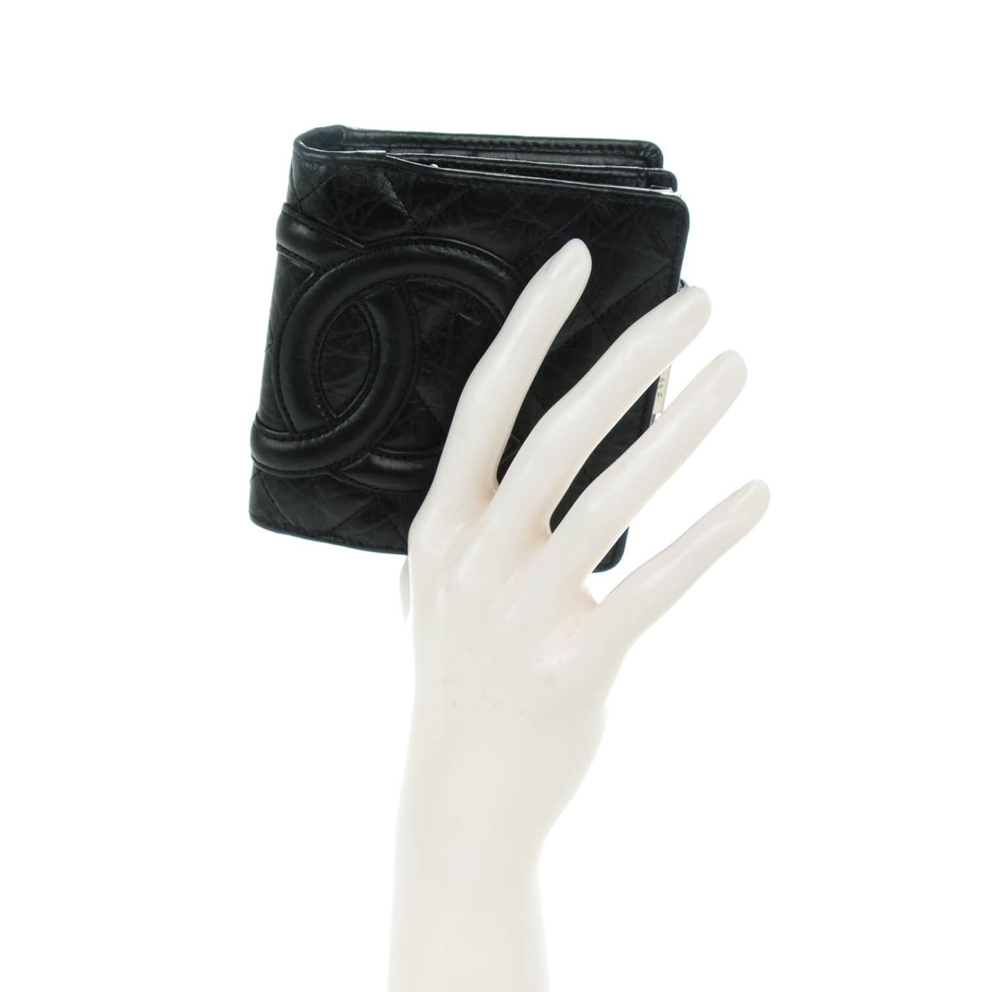Calfskin Quilted Cambon Bi-Fold Wallet Black