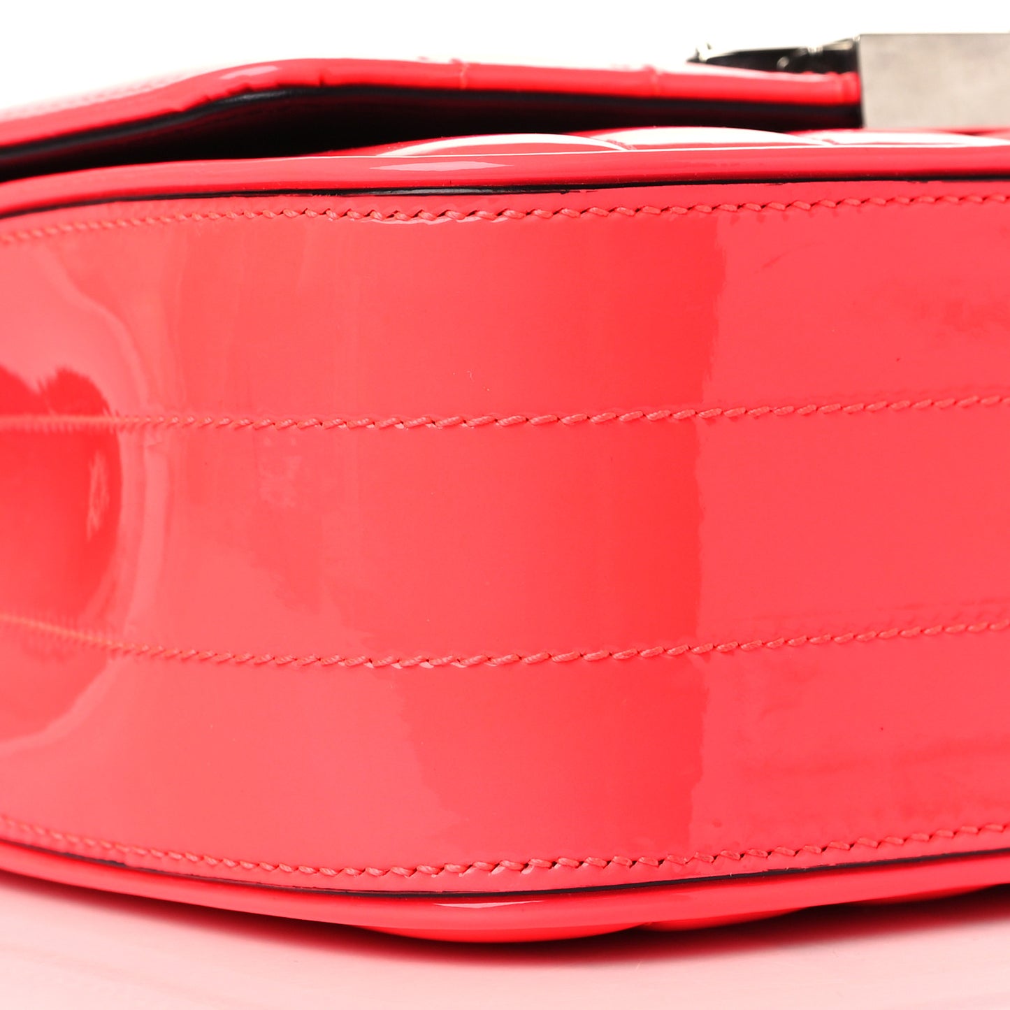Patent Calfskin Matelasse Monogram Small Vicky Chain Bag Neon Pink