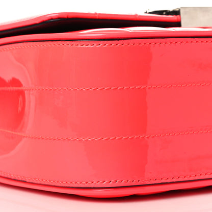 Saint Laurent Patent Calfskin Matelasse Monogram Small Vicky Chain Bag Neon Pink 8 of 9