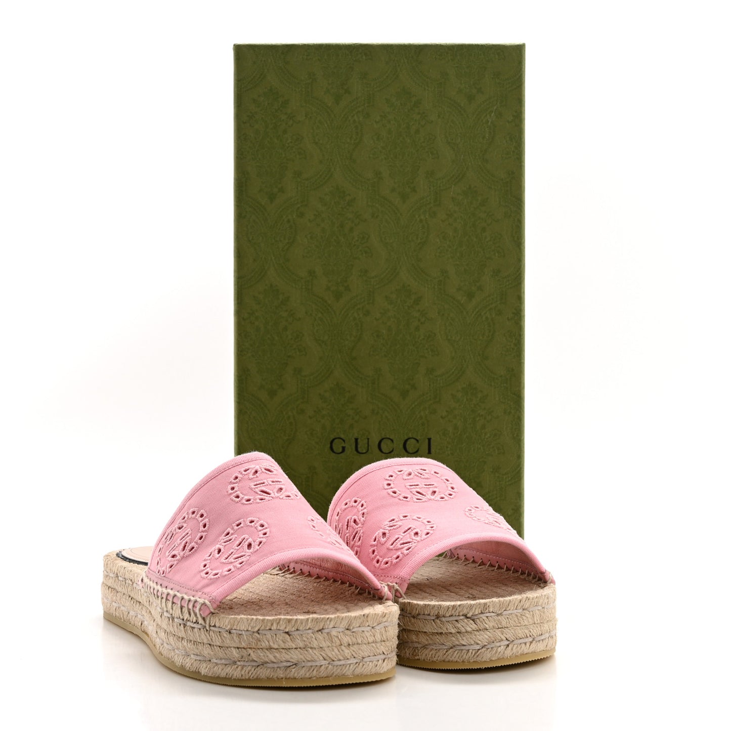 Canvas Interlocking G Damita Espadrille Sandals 38.5 Wild Rose