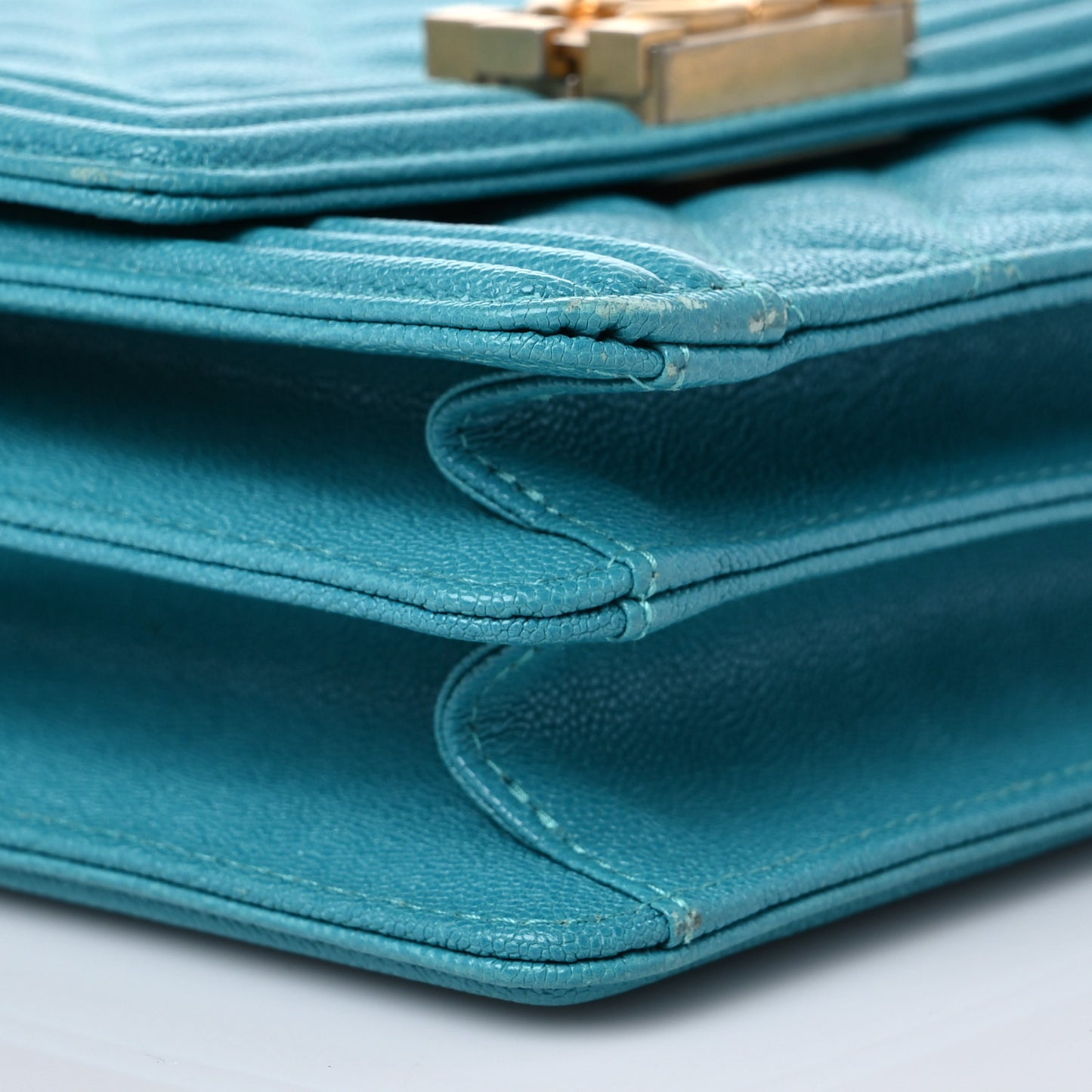 Caviar Quilted North South Boy Flap Turquoise