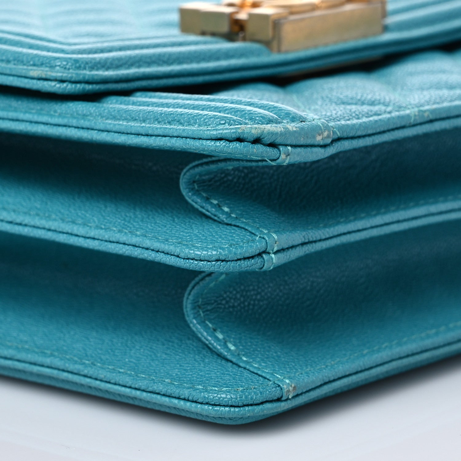 Chanel Caviar Quilted North South Boy Flap Turquoise 8 of 9