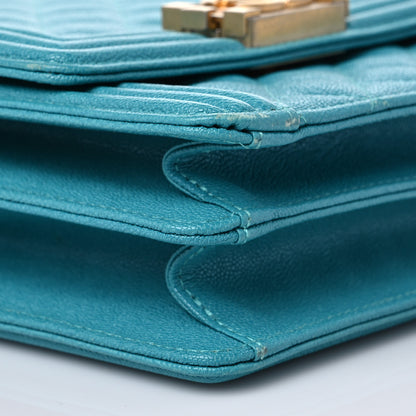 Chanel Caviar Quilted North South Boy Flap Turquoise 8 of 9