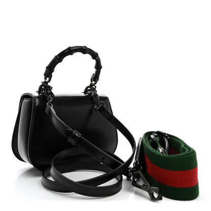 Gucci Boarded Dyana Lux Calfskin Web Monochrome Small Bamboo 1947 Top Handle Bag Black 3 of 10