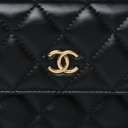 Chanel Lambskin Resin Quilted Clutch With Chain Black 8 of 11
