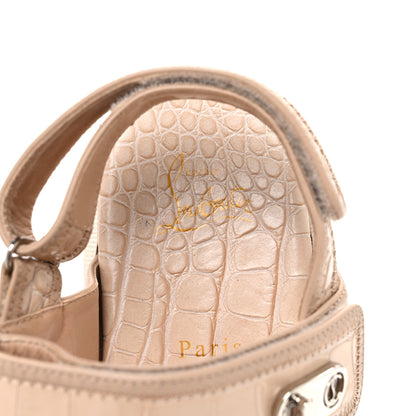 Christian Louboutin Calfskin Alligator Embossed Nappa Lock Cool Flat Sandals 38.5 Nougat 9 of 9