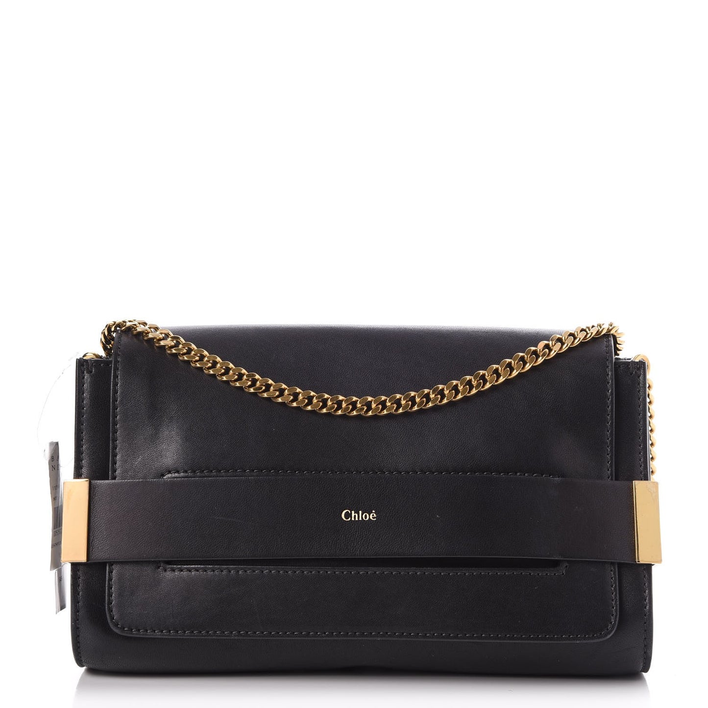 Lambskin Medium Elle Chain Clutch Black