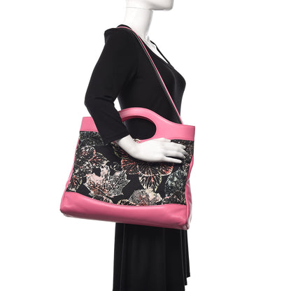 Chanel Calfskin Canvas Printed Medium 31 Shopping Bag Pink Black 2 of 11