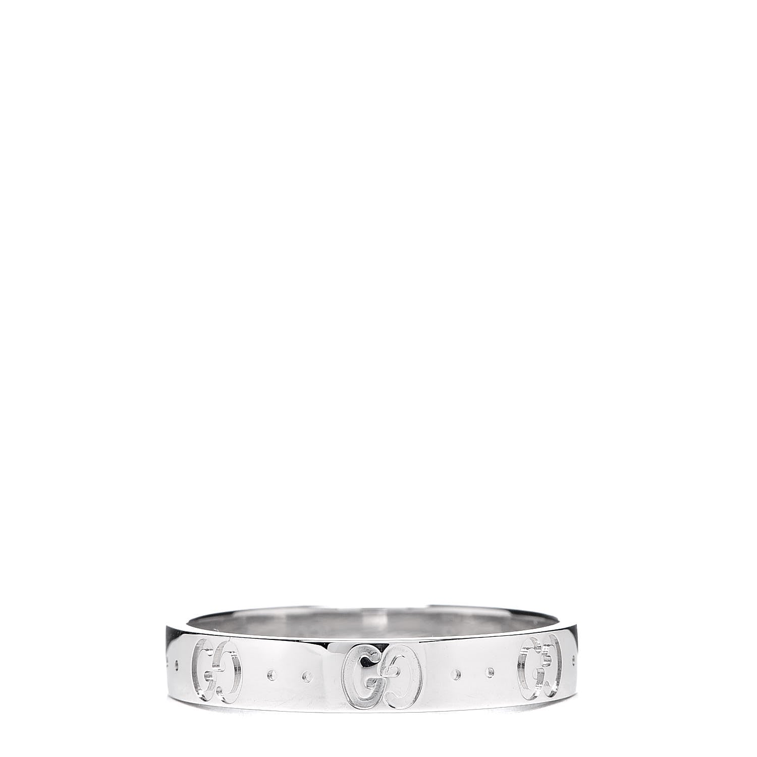 Gucci 18K White Gold 4mm Icon Thin Band Ring 63 10.25 1 of 5