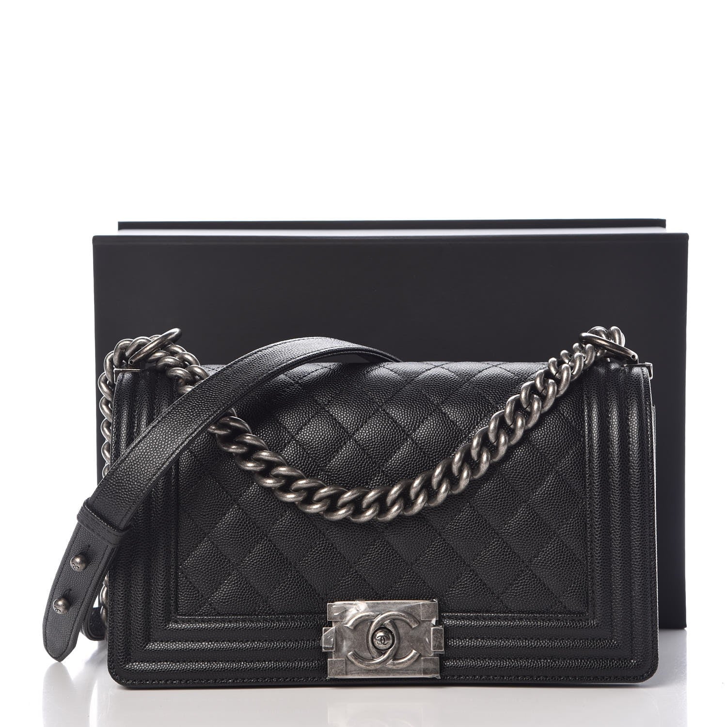 Chanel Caviar Quilted Medium Boy Flap Black 8 of 8