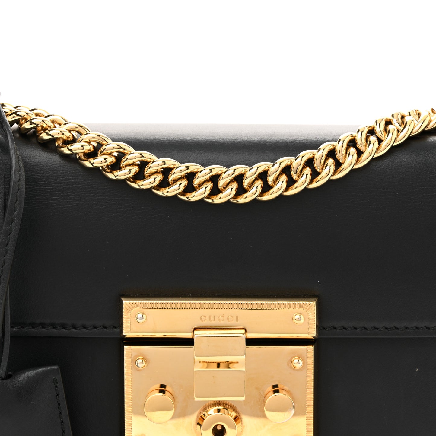 Calfskin Small Padlock Shoulder Bag Black