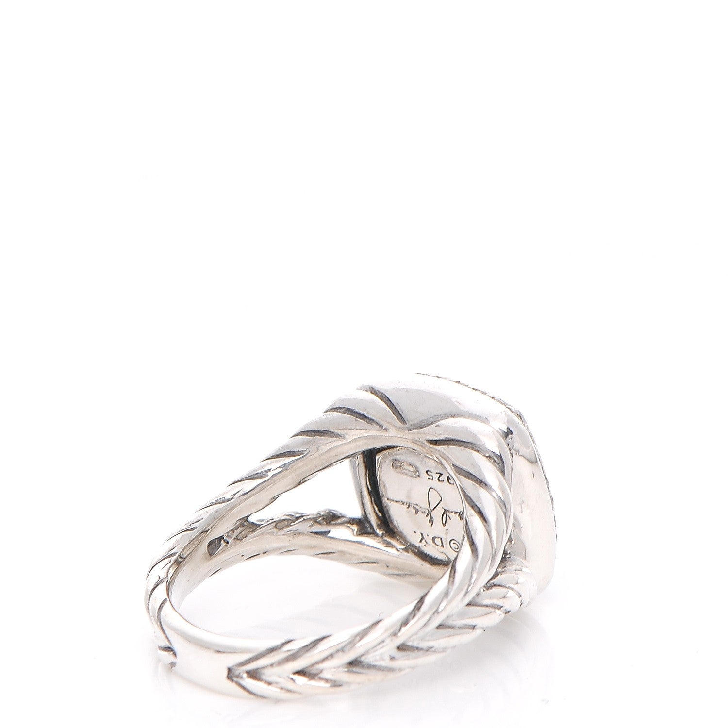 David Yurman Sterling Silver Diamond Blue Topaz 11mm Albion Ring 55 7.25 4 of 5