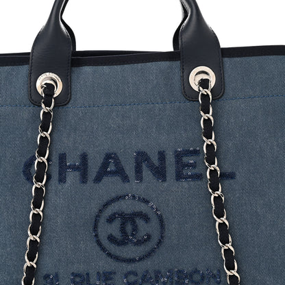 Chanel Canvas Sequin Medium Deauville Tote Navy 8 of 11