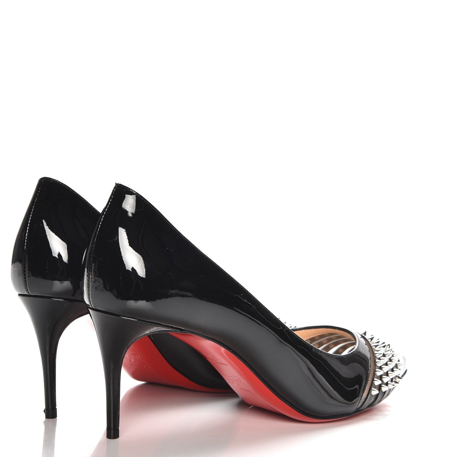 Christian Louboutin Patent Kid Bareta 70 Pumps 37.5 Black Silver 4 of 10