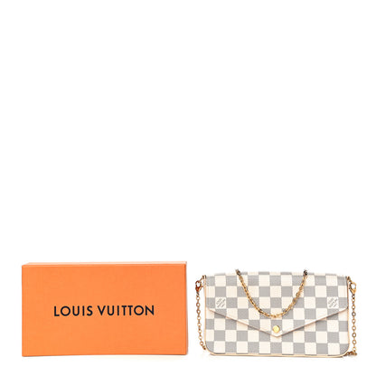 Louis Vuitton Damier Azur Pochette Felicie Chain Wallet Rose Ballerine 38 of 39