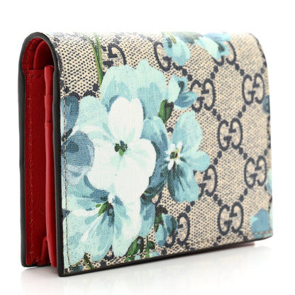 Gucci GG Supreme Monogram Blooms Card Case Wallet Beige Blue Navy Hibiscus Red 3 of 8