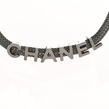 Chanel Mesh Logo Choker Necklace Ruthenium 4 of 5