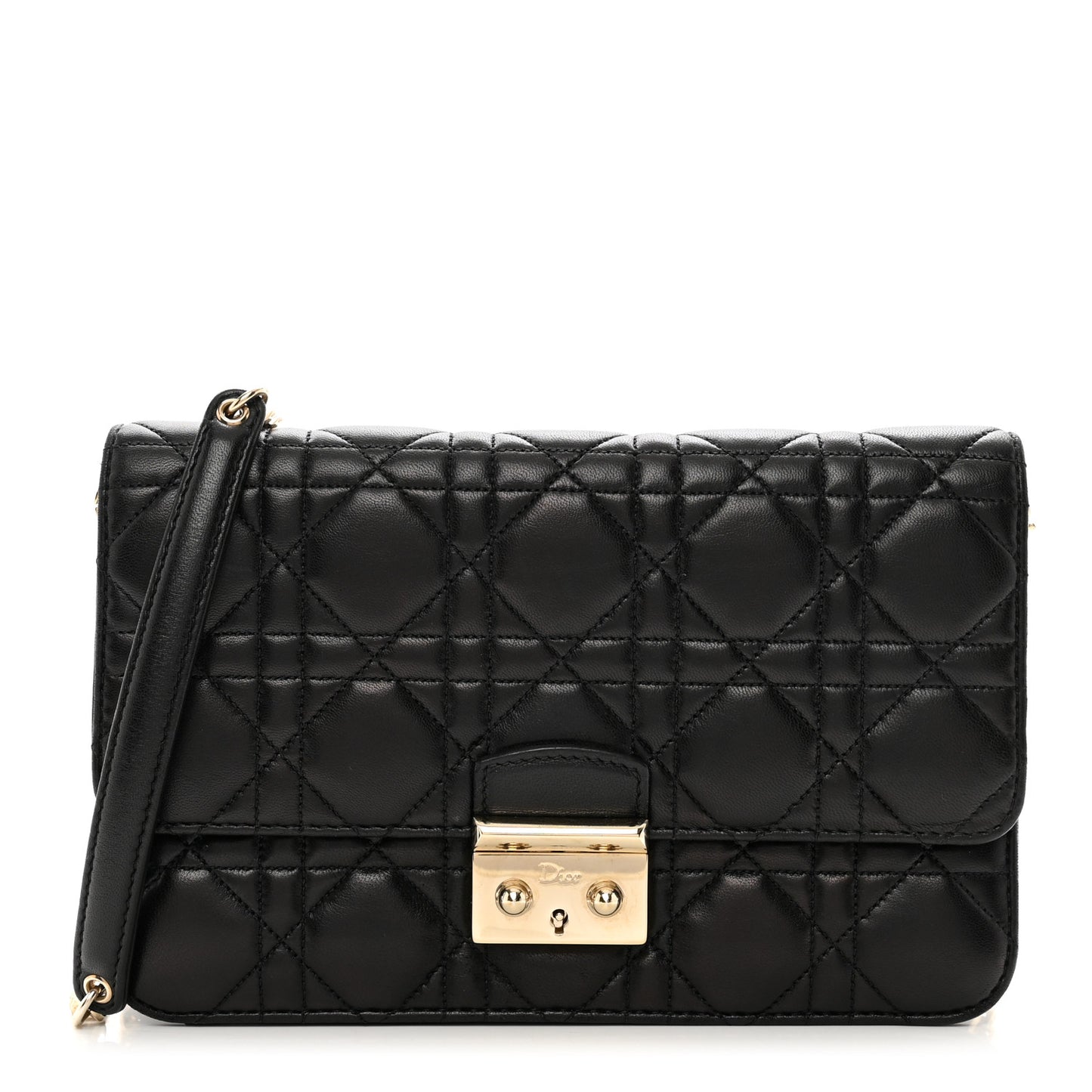 Lambskin Cannage Miss Dior Promenade Pouch Black