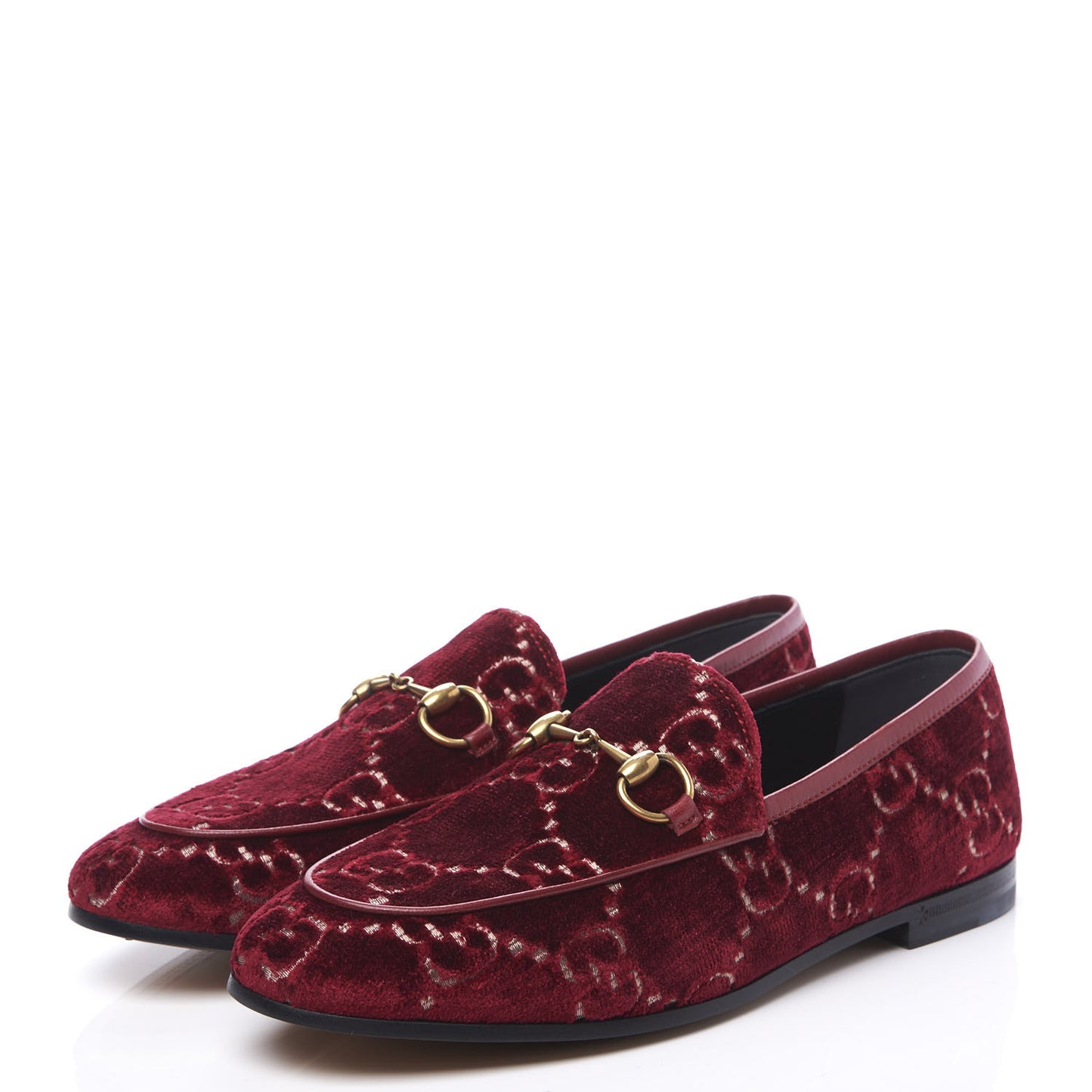 Velvet Malaga Kid GG Monogram Horsebit Womens Jordaan Loafers 36 Red Cipria Romantic Cerise