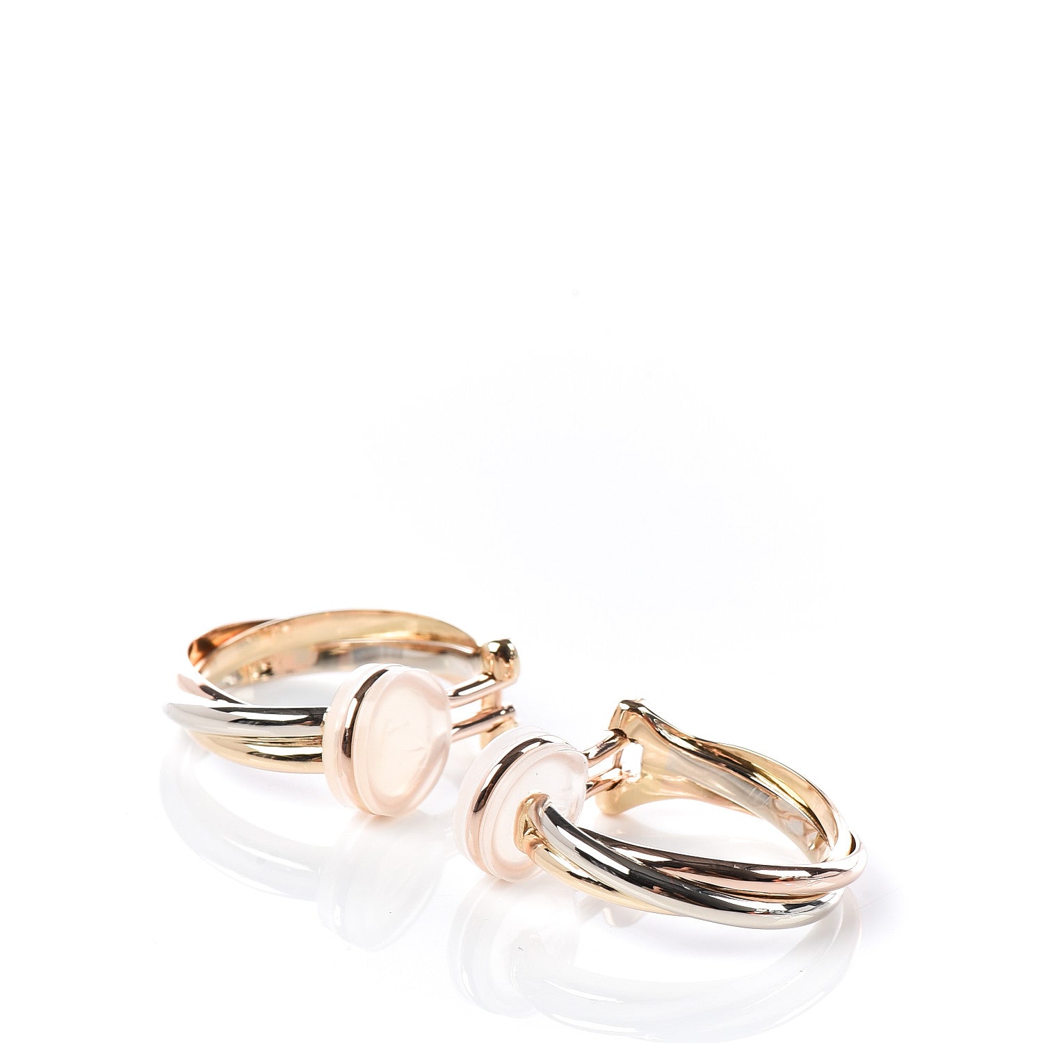Cartier 18K Pink Yellow White Gold Small Trinity Clip-On Hoop Earrings 3 of 4