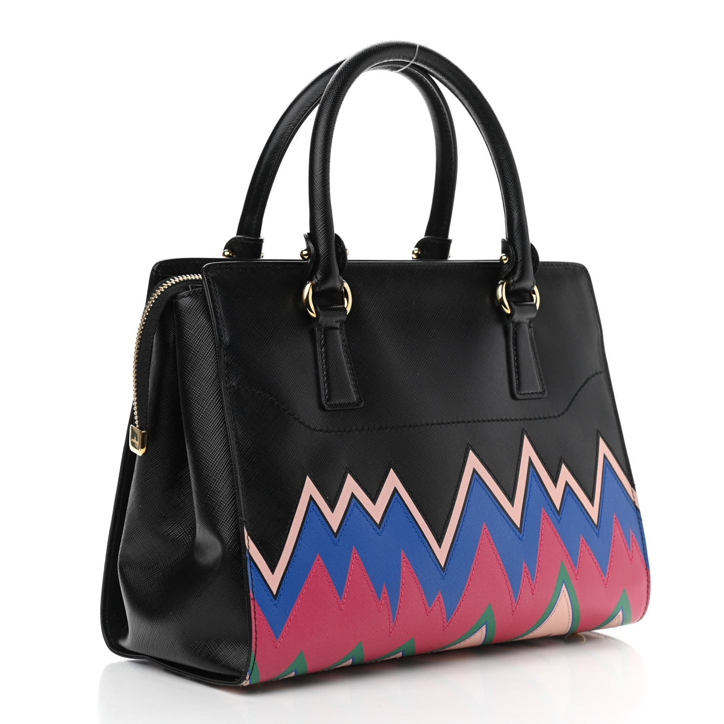 Saffiano Zig Zag Beky Tote Black Multicolor