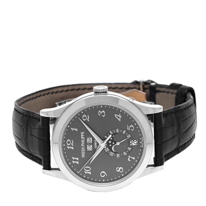 Patek Philippe 18K White Gold Alligator 37mm Annual Calendar Moonphase Automatic Watch Black 5396G-014 2 of 6
