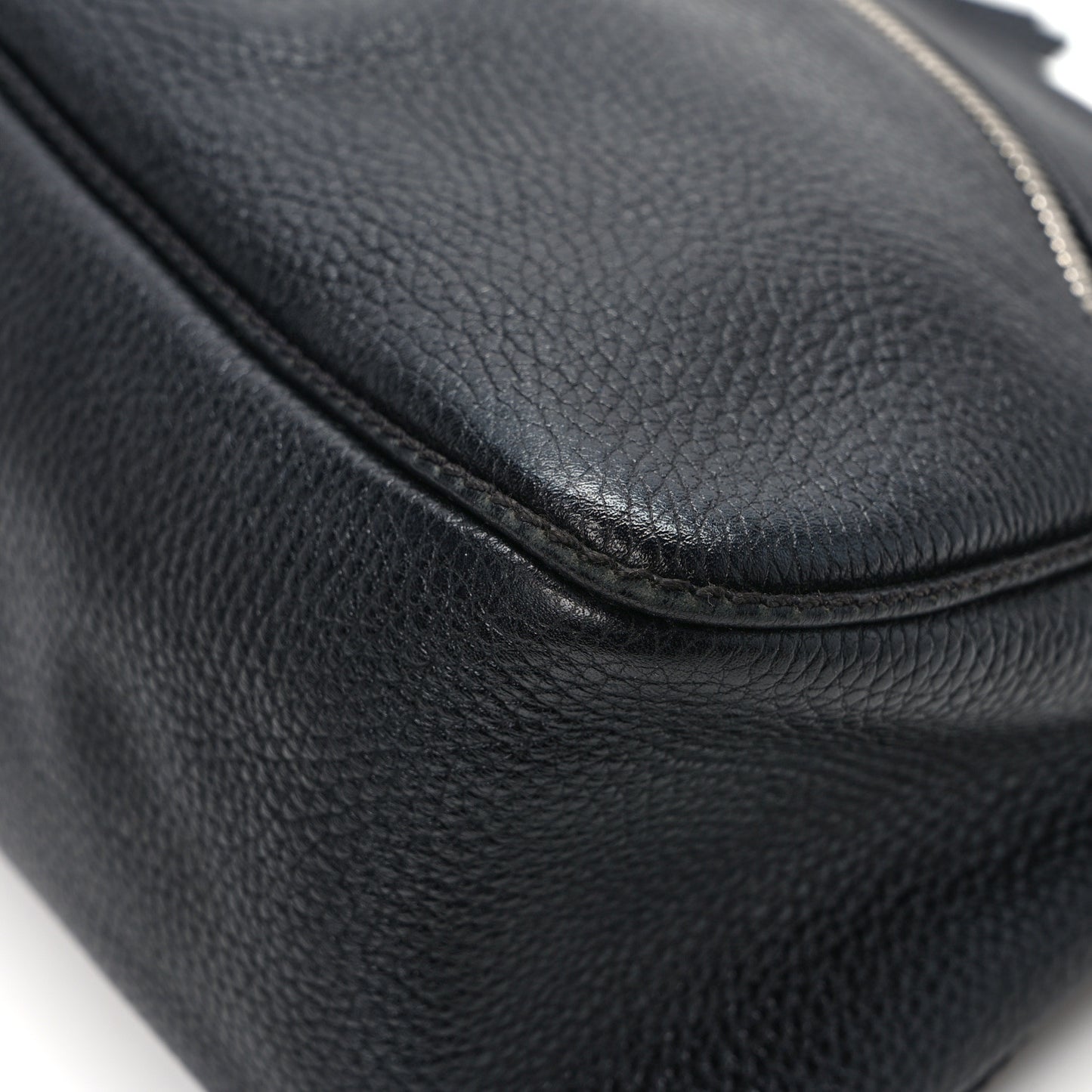 Grained Calfskin Tassel Shoulder Bag Black
