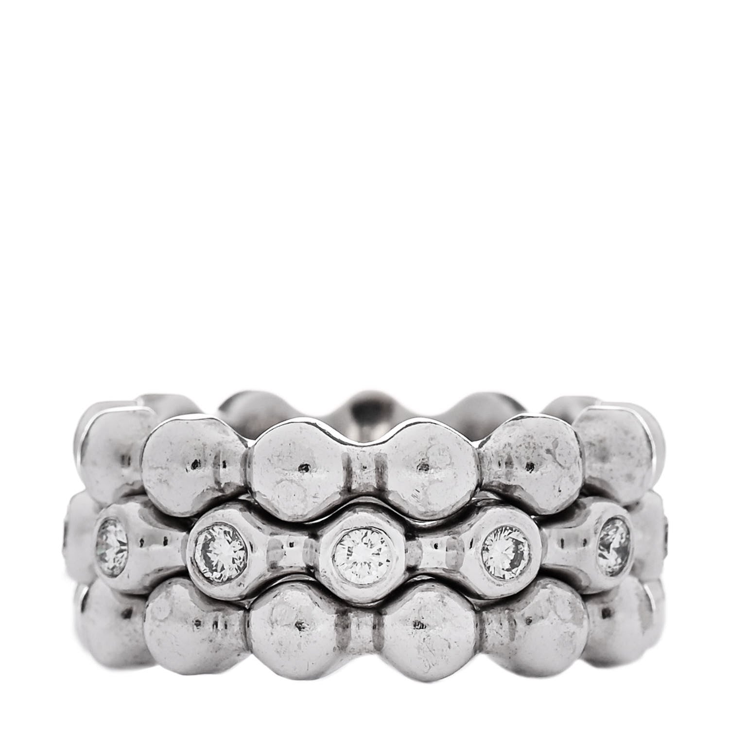 Chanel 18K White Gold Diamond Set of 3 Stacking Ring 54 7 / 53 6.5 3 of 6
