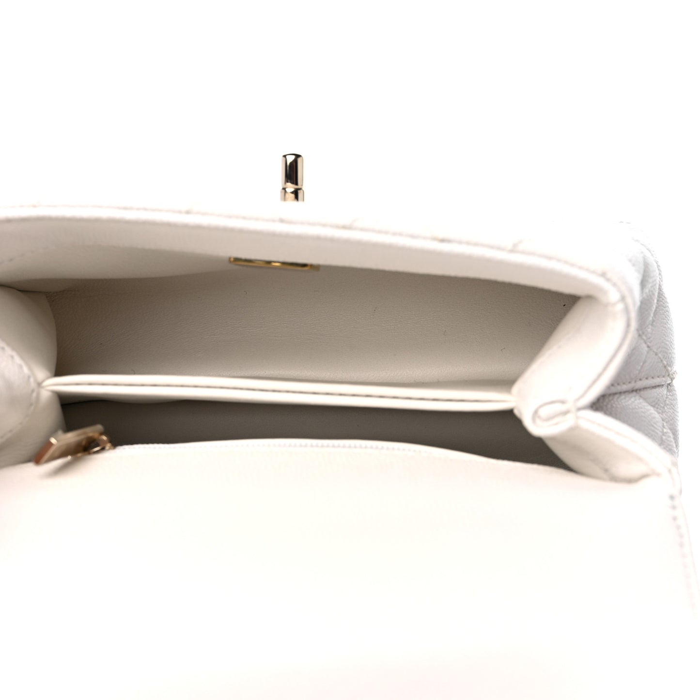 Caviar Quilted Extra Mini Coco Handle Flap White