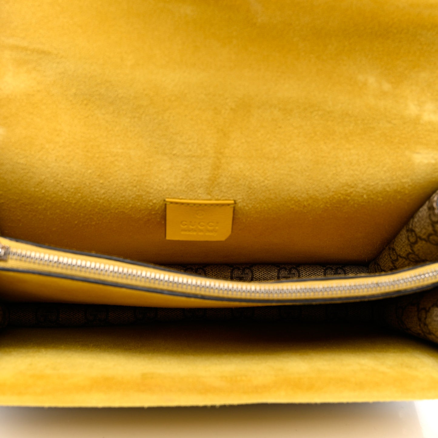 GG Supreme Monogram Crystal Bow Embroidered Small Dionysus Shoulder Bag Yellow