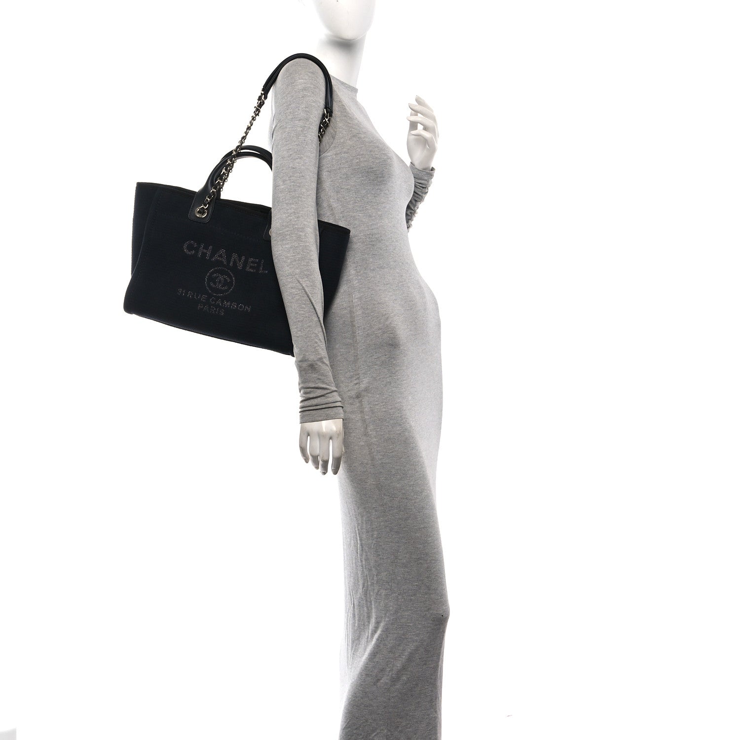 Chanel Mixed Fibers Small Deauville Tote Black 2 of 11