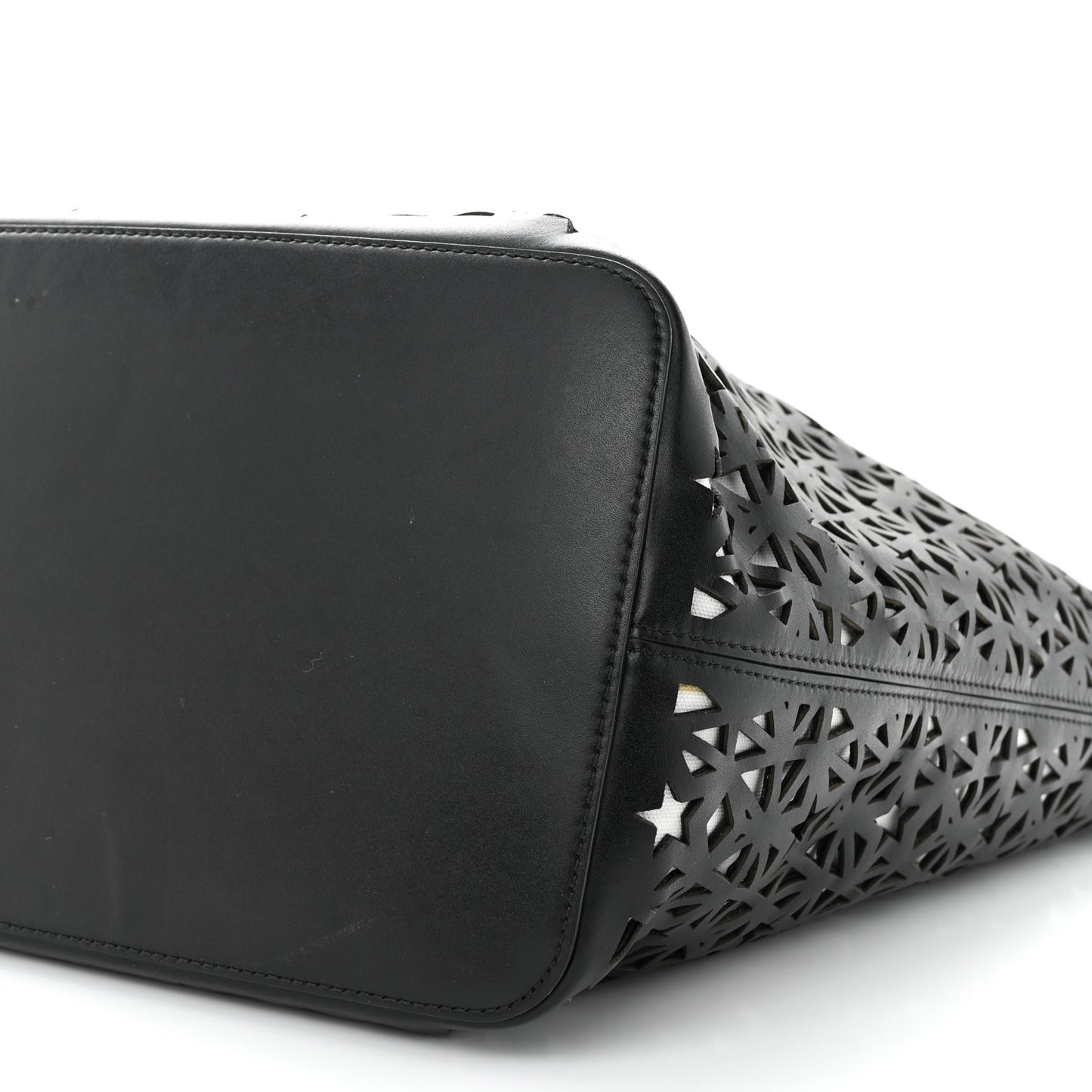 Calfskin Lazer Cut Large Antigona Tote Black White