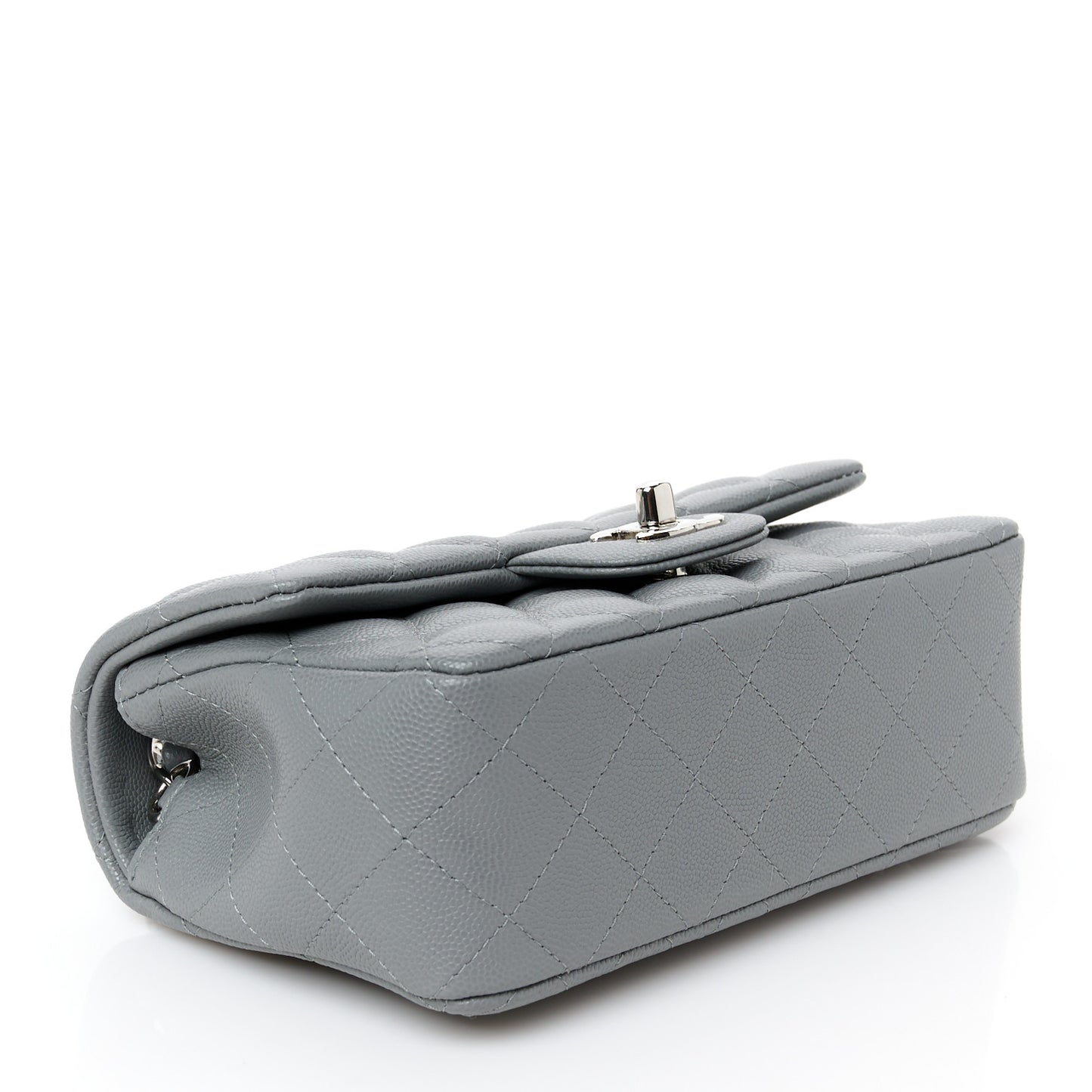 Caviar Quilted Mini Rectangular Flap Grey