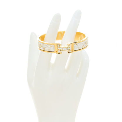 Hermes Enamel Printed Narrow Leopards Clic Clac H Bracelet PM Jaune Or White 2 of 5
