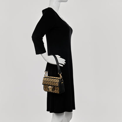 Fendi X VERSACE Calfskin Fendace FF Baguette Black 2 of 9