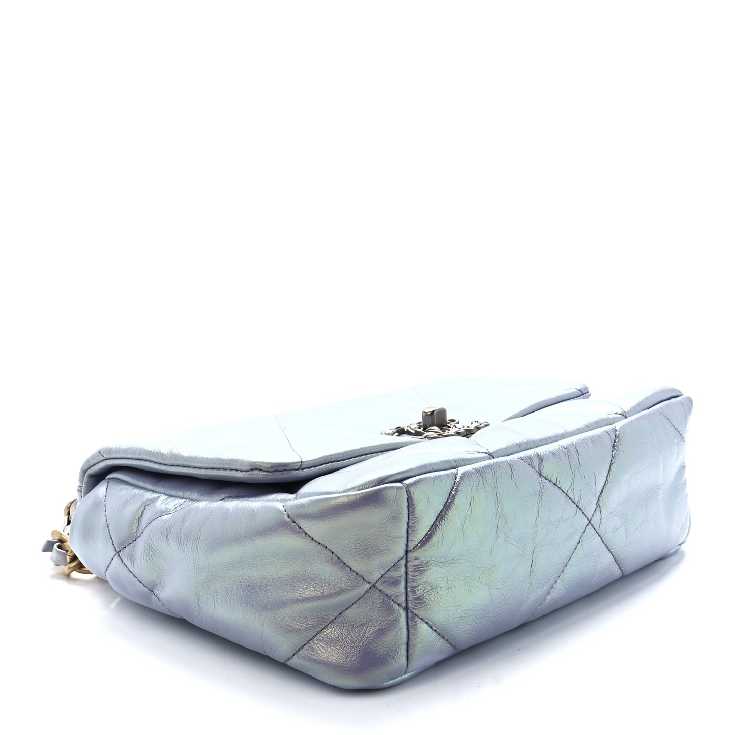 Iridescent Calfskin Quilted Medium Chanel 19 Flap Light Purple Blue