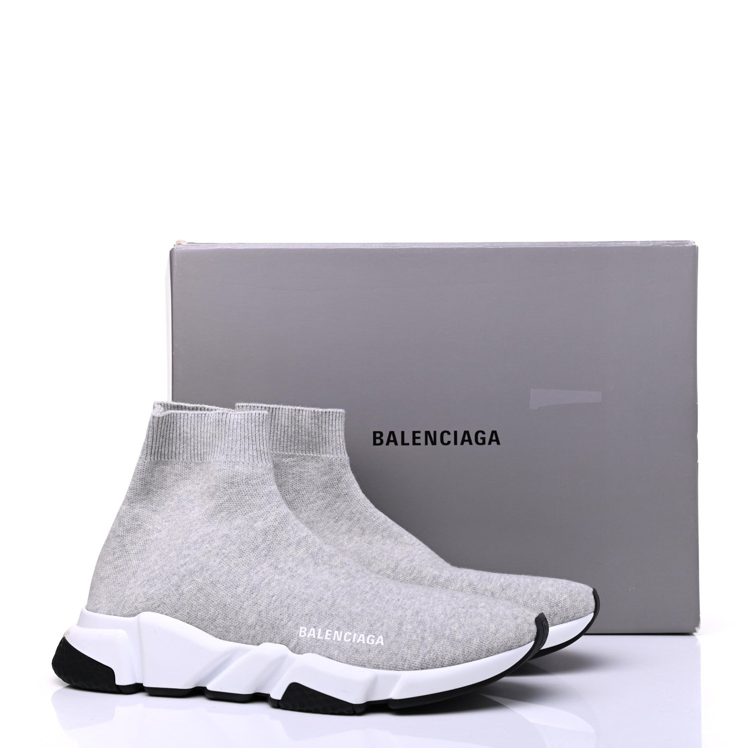 Balenciaga Sweatshirt Knit Bi-Color Sole Mens Speed Sneakers 42 Grey White Black 11 of 11