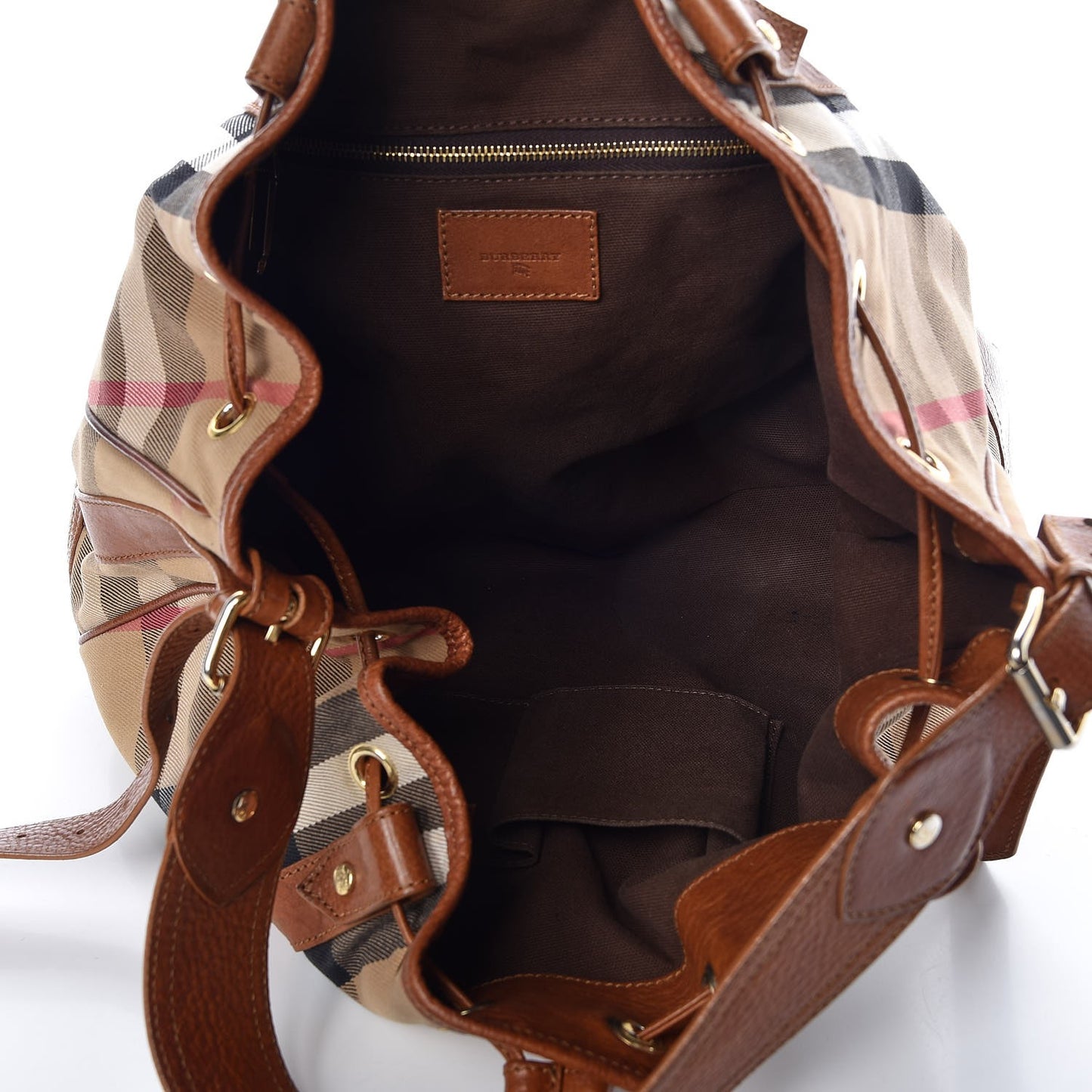 House Check Bridle Calfskin Hobo Brown