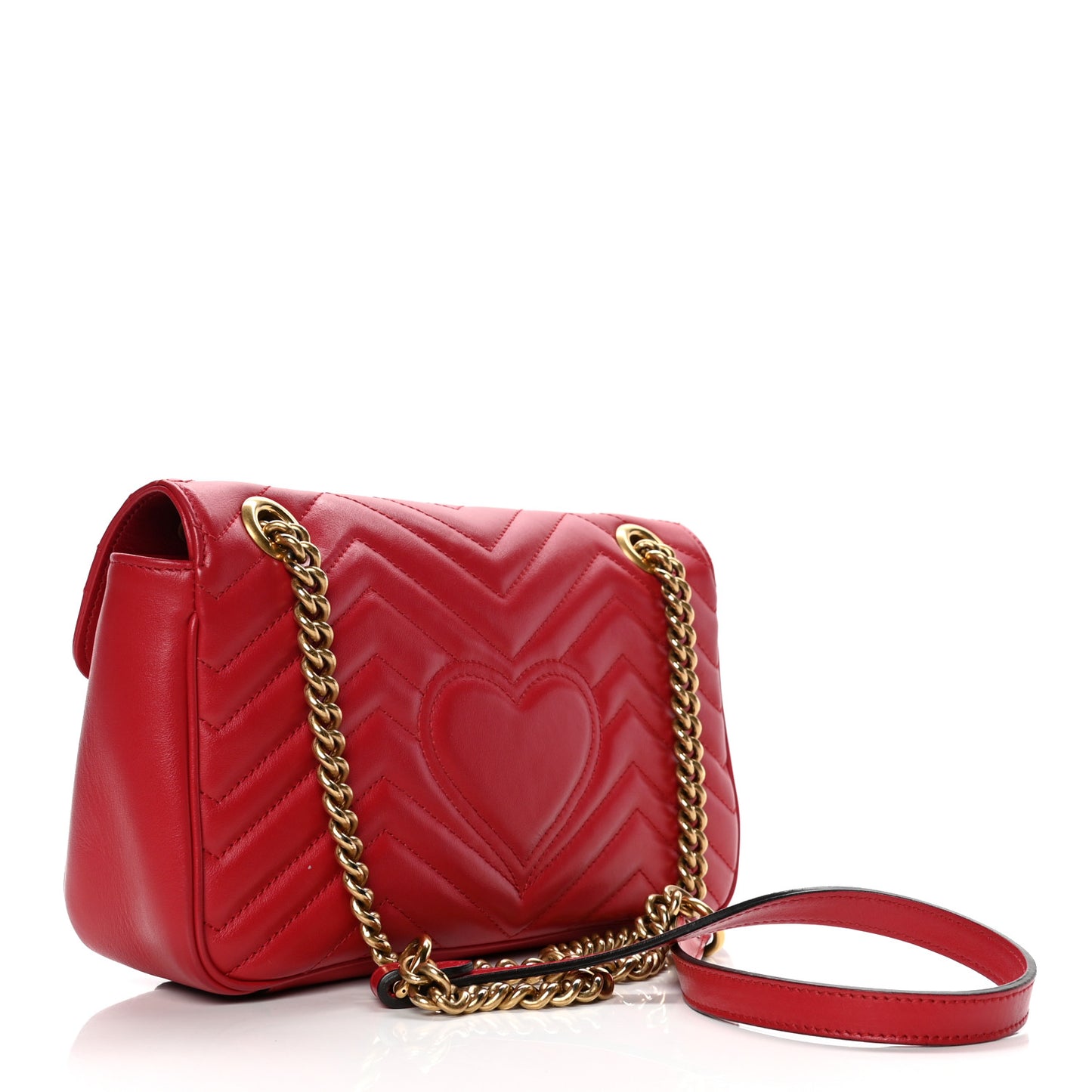Calfskin Matelasse Small GG Marmont Shoulder Bag Hibiscus Red