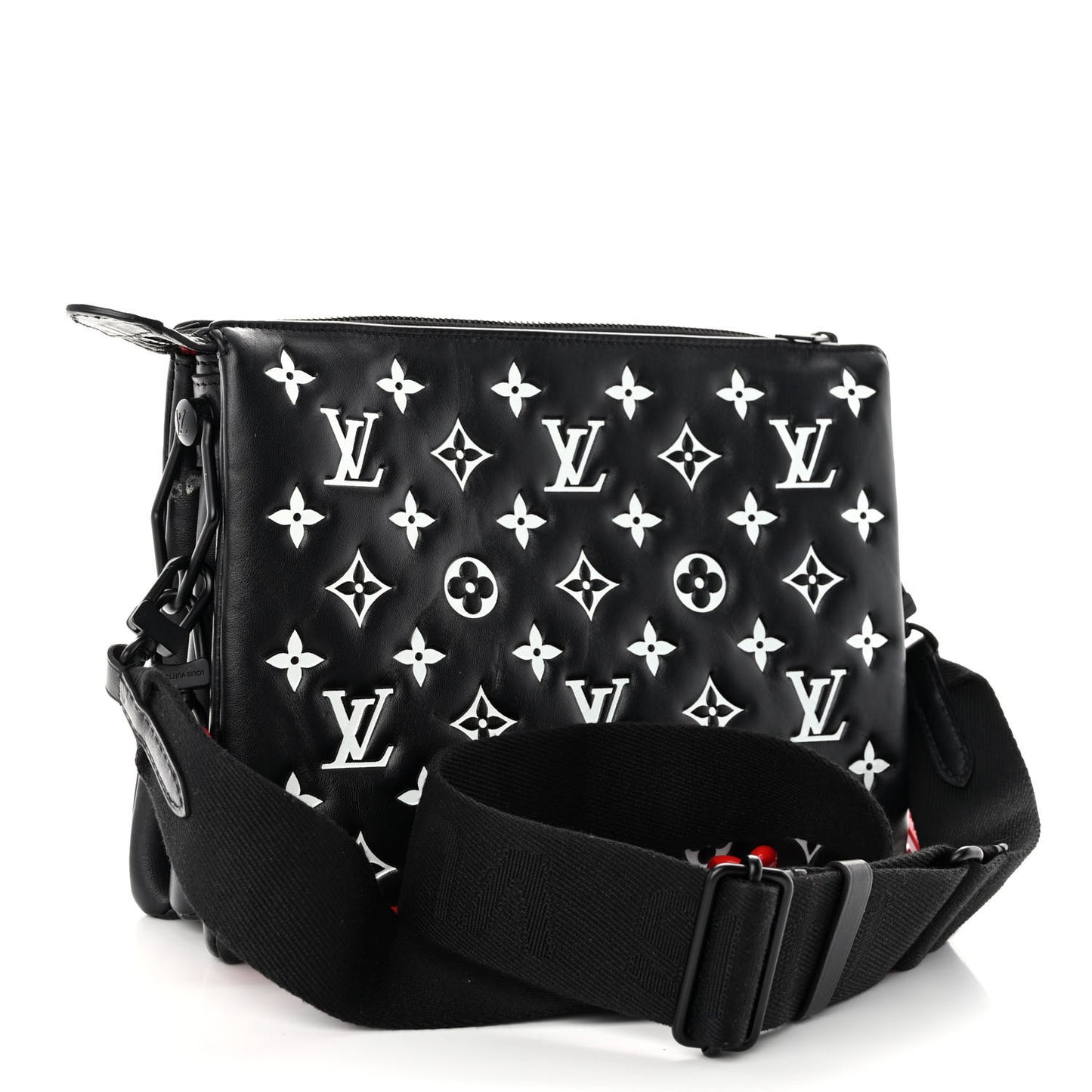 Lambskin Embossed Monogram Coussin PM Black White
