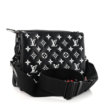 Louis Vuitton Lambskin Embossed Monogram Coussin PM Black White 3 of 12