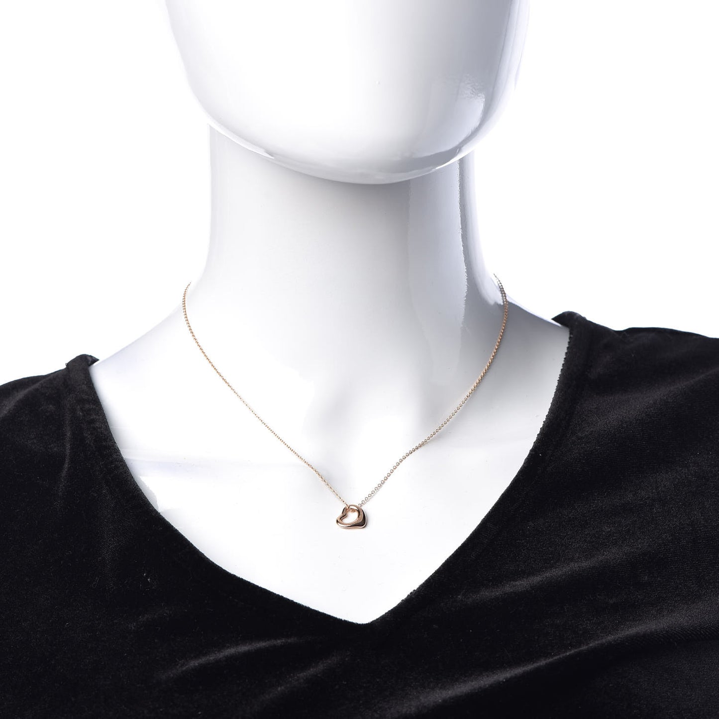 18K Rose Gold 11mm Elsa Peretti Open Heart Pendant Necklace