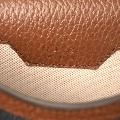 Gucci New Denim GG Monogram Dollar Calfskin Mini Horsebit 1955 Crossbody Bag Blue Tea Cuir Epilog 6 of 10