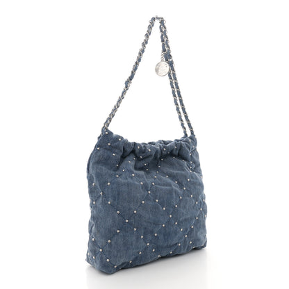 Chanel Washed Denim Quilted Studded Small Chanel 22 Blue 4 of 11