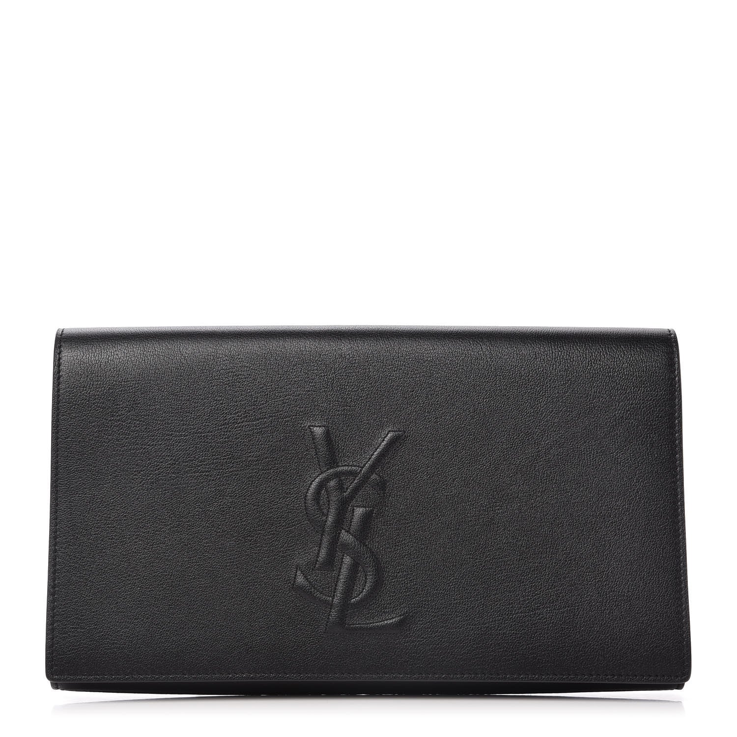 Saint Laurent Calfskin Monogram Large Belle De Jour Clutch Black 1 of 10