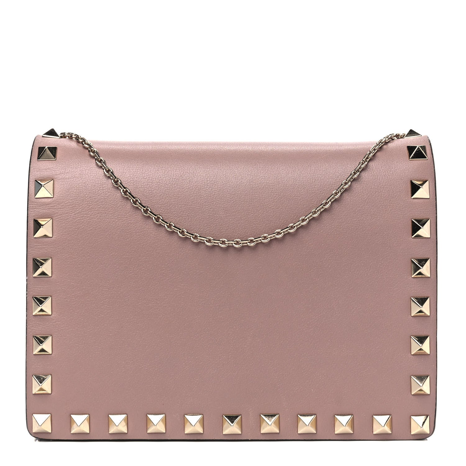 Valentino Garavani Vitello Rockstud Wallet on Chain Poudre 1 of 5